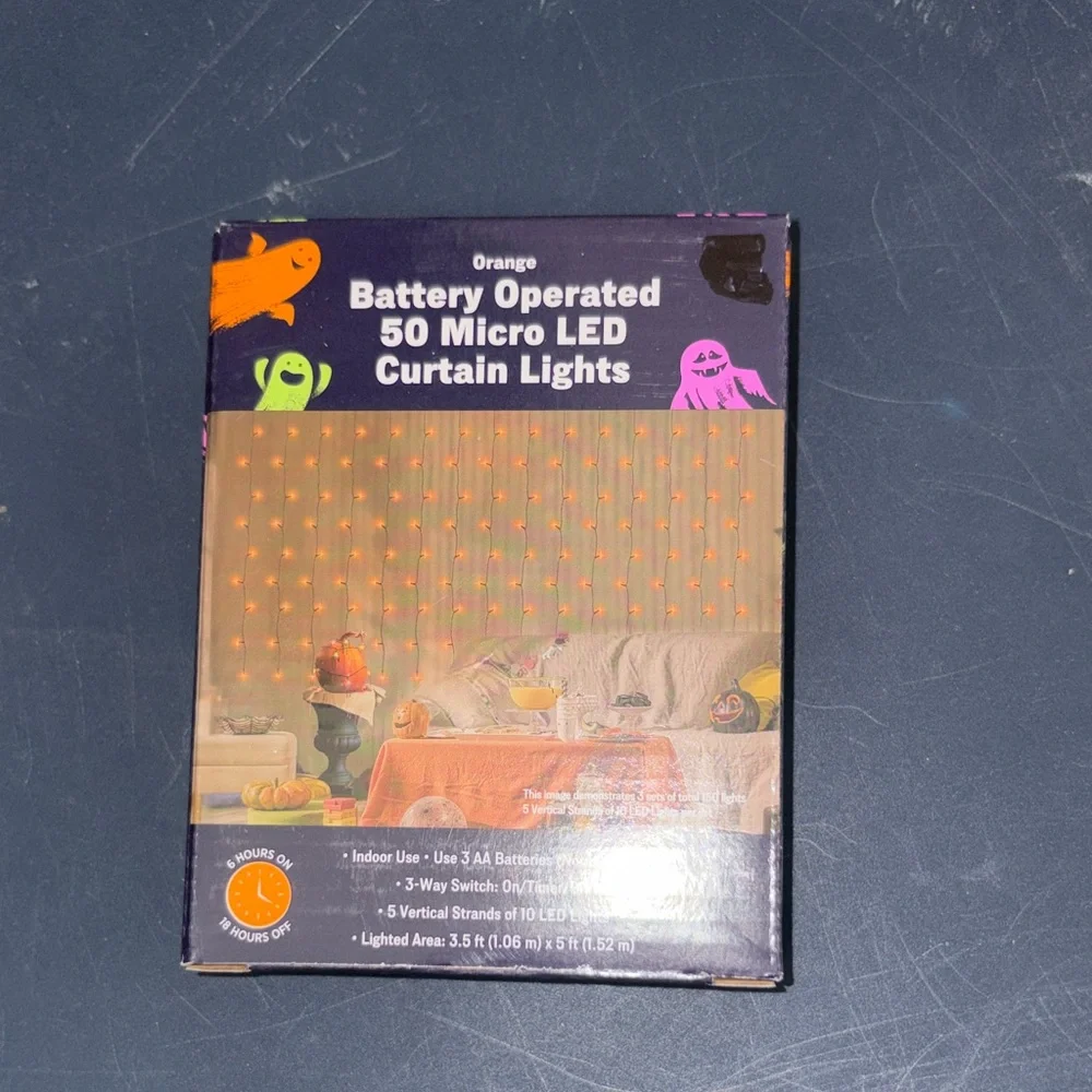 Orange Battery Operated LED Curtain Lights